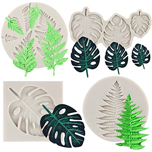 Sijiangmold Hawaiianische tropische Palmblatt-Silikonform Farnblätter Fondantform Monstera-Blatt Kuchenform für Kuchendekoration Schokolade Süßigkeiten Polymer Clay Gummipaste Set von 4 Sijiangmold Hawaiianische tropische Palmblatt-Silikonform Farnblätter Fondantform Monstera-Blatt Kuchenform für Kuchendekoration Schokolade Süßigkeiten Polymer Clay Gummipaste Set von 4 von sijiangmold