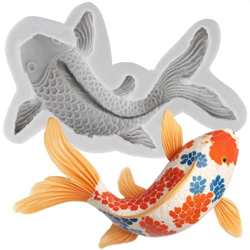 Sijiangmold Koi Fisch Silikonform Fisch Süßigkeiten Fondant Formen für Kuchen Dekoration Cupcake Topper Polymer Clay Schokolade Gummipaste von sijiangmold