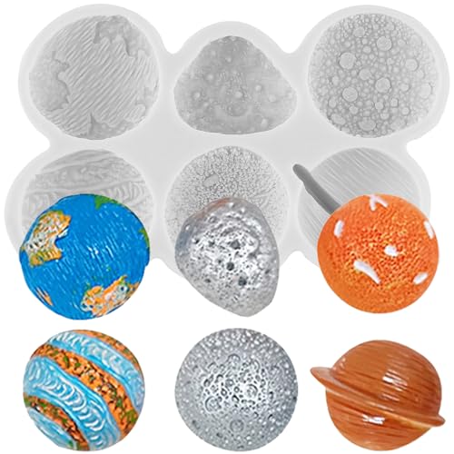 Sijiangmold Planeten Silikon Formen Weltraum Planet Meteorit Fondant Form für Kuchen Dekoration Cupcake Topper Candy Polymer Clay Schokolade Gum Paste von sijiangmold
