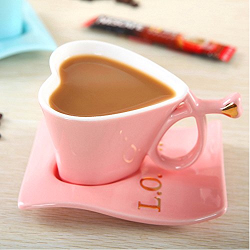 SijiHua Kaffeetasse Herzform Kaffeetasse Liebesmarke Tasse 150ml Rot von sijihua