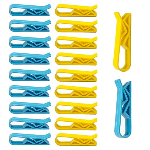20-teiliges Kunststoff-Küchen-Mülltonnen-Clip-Set, rutschfeste Befestigungsklemme für Mülleimer und Müllsäcke (blau und gelb) von siktorrwd