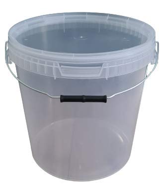 1 x 20 Liter Eimer mit Deckel transparent, stapelbarerer Milch-/Vorratseimer, Honigeimer Kunststoffeimer mit Lebensmittelfreigabe, Lebensmittelechte Behälter, Leereimer für Mehl, Wassereimer, 1 Stück von sil2018