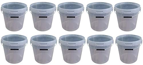 10 x 20 Liter Eimer mit Deckel transparent, stapelbarerer Milch-/Vorratseimer, Honigeimer Kunststoffeimer mit Lebensmittelfreigabe, Lebensmittelechte Behälter, Leereimer für Mehl, Wassereimer 10 Stück von Silplast