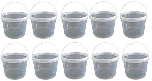 10 x 5 Liter Eimer mit Deckel transparent, stapelbarerer Milch-/Vorratseimer, Honigeimer Kunststoffeimer mit Lebensmittelfreigabe, Lebensmittelechte Behälter, Leereimer für Mehl, Wassereimer, 10 Stück von Silplast