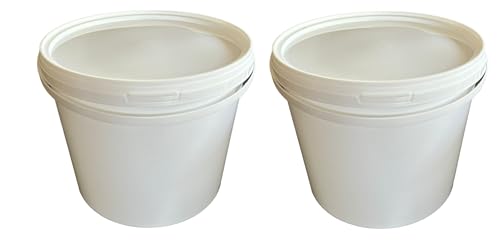 2 x 3 Liter Eimer mit Deckel weiß, stapelbarerer Milch-/Vorratseimer, Honigeimer Kunststoffeimer mit Lebensmittelfreigabe, Lebensmittelechte Behälter, Leereimer für Mehl, Wassereimer, 2 Stück von Silplast