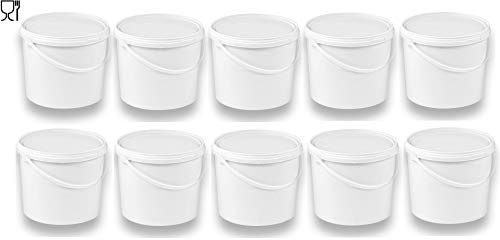 10 x 5 Liter Eimer mit Deckel weiß, stapelbarerer Milch-/Vorratseimer, Honigeimer Kunststoffeimer mit Lebensmittelfreigabe, Lebensmittelechte Behälter, Leereimer für Mehl, Wassereimer, 10 Stück von Silplast