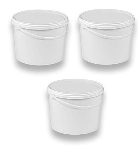 3 x 10 Liter Eimer mit Deckel weiß, stapelbarerer Milch-/Vorratseimer, Honigeimer Kunststoffeimer mit Lebensmittelfreigabe, Lebensmittelechte Behälter, Leereimer für Mehl, Wassereimer, 3 Stück von Silplast