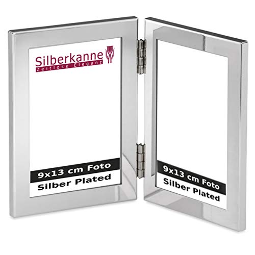 SILBERKANNE Doppel-Bilderrahmen Portraitrahmen 2x 9x13 cm Foto Premium Silber Plated edel versilbert in Top Verarbeitung von SILBERKANNE
