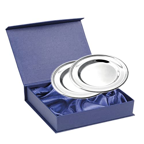 SILBERKANNE Gläserteller Glasuntersetzer Classic D 11cm Paar Silber Plated Premium versilbert mit schicker Geschenkverpackung von SILBERKANNE