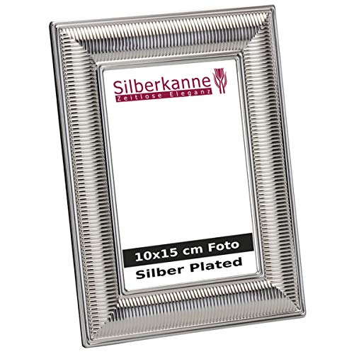 silberkanne Bilderrahmen Rillendekor 10x15 cm Foto Premium Silber Plated edel versilbert in Top Verarbeitung von silberkanne