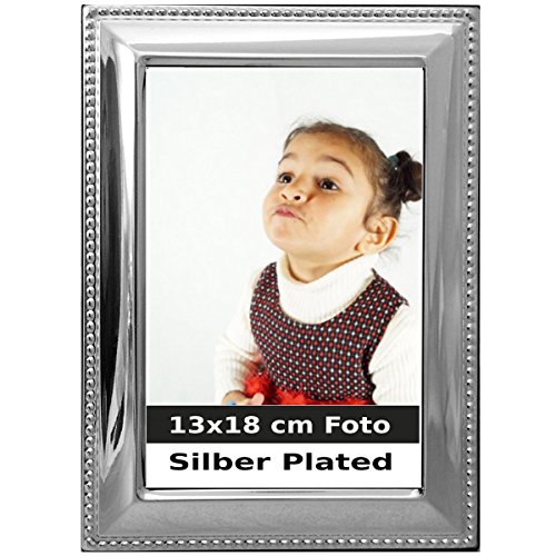 silberkanne Bilderrahmen klassisch mit Perlrand für 13x18cm Foto Premium Silber Plated edel versilbert in Top Verarbeitung von silberkanne