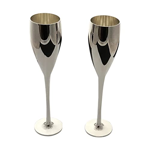 SILBERKANNE Grand Royal Sektkelche Champagnerkelche 2 tlg Premium Silber Plated edel versilbert in Top Verarbeitung mit Geschenkbox. von SILBERKANNE