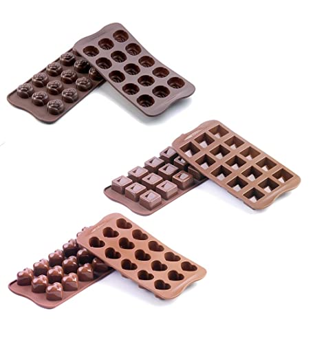 Silikomart - SET MON AMOUR, ROSE, CUBO - SILIKONFORMEN EASY CHOC, Braun von silikomart