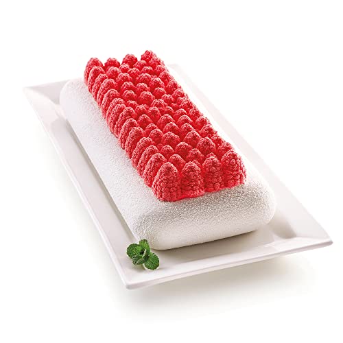 silikomart | Silikon-Kuchenform-Set RED FRUITS, Set bestehend aus 1 rechteckigen Silikon-Kuchenform, 1 Silikonform, 3D Design, 280 x 120 mm, h 65 mm, Made in Italy von silikomart