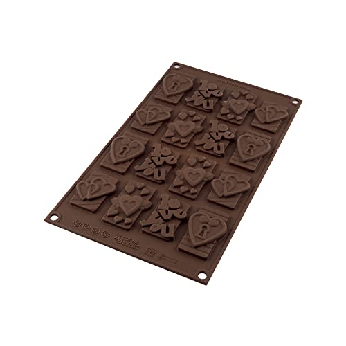 Silikomart 26.196.77.0065 SF 196 Backform multicavité Thema Liebe Silikon Braun 32,5 x 17,5 x 2 cm von silikomart