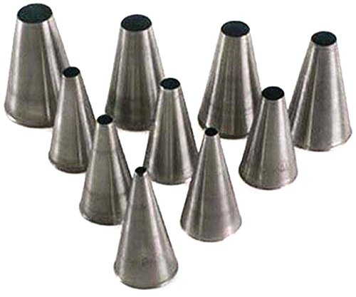 Silikomart | 10er-Set Edelstahl-Mundstücke zur Dekoration, runde Spitze, Größen von Ø 4 bis Ø 15 mm von silikomart