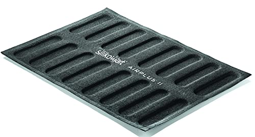 Silikomart 70.511.20.0065 SF026 Mikroperforierte Silikon AIRPLUS 11 ÉCLAIR, Antihaft, 16 Eclairs, 1er Pack Kuchenform, 300 x 400 mm, Made in Italy, Schwarz von silikomart
