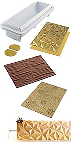 Silikomart | Silikonformen Set DIAMANT BUCHE, FROZEN BUCHE MAT, MAGIC WOOD MAT, Antihaft, 3er Pack Kuchenmatten, 3D Design, 250 x 185 mm, h 6 mm, Made in Italy von silikomart