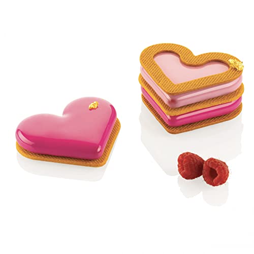 Silikomart | Silikon-Kuchenform MINI LOVE STORY, Antihaft, 8 Hohlräume, 10er Pack Kuchenformen, 80 x 66 h 12 mm Volumen 8 x 35 ml Tot. 280 ml von silikomart