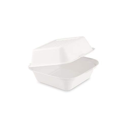50x Bio Take Away Box weiß 152 x 150 x 78 mm aus Zuckerrohr | nachhaltige To Go Lunchbox Hamburgerbox Essensbox | Lebensmittel Behälter Einweg | kompostierbar auslaufsicher von silverkitchen