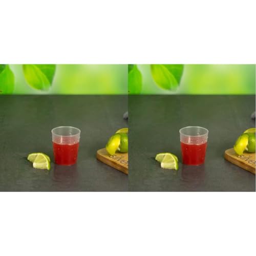 silverkitchen 50 Stück Plastik Schnapsgläser 2cl - bruchsichere Mehrwegbecher aus Hartplastik, Schnapsbecher mit Eichstrich, Shotgläser Made In Germany (Packung mit 2) von silverkitchen