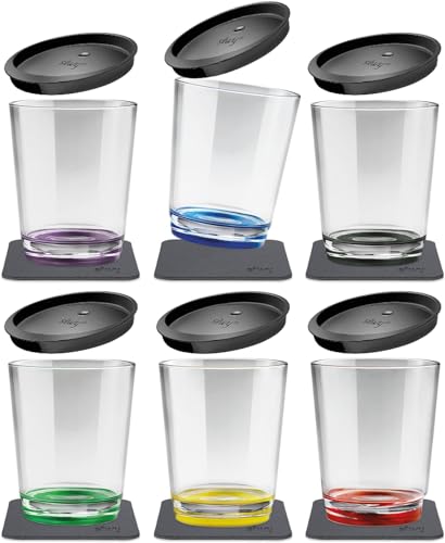 silwy® Magnet-Trinkbecher Multicolor (6er Set), BPA-frei (Tritan) inkl. sechs auslaufsichere Deckel mit integrierter Trinkhalmöffnung und sechs wiederverwendbare, abwaschbare Metall-Nano-Gel-Pads von silwy einfach anziehend.