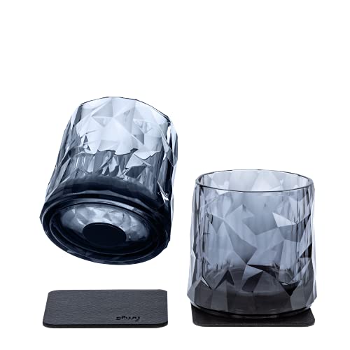 silwy® Hightech-Kunststoff-Magnet-Gläser inkl. Metall-Nano-Gel-Pads – rutschfeste Campinggläser, Boot- und Yachtzubehör (Tumbler // Grey // 0,25 l) von silwy einfach anziehend.