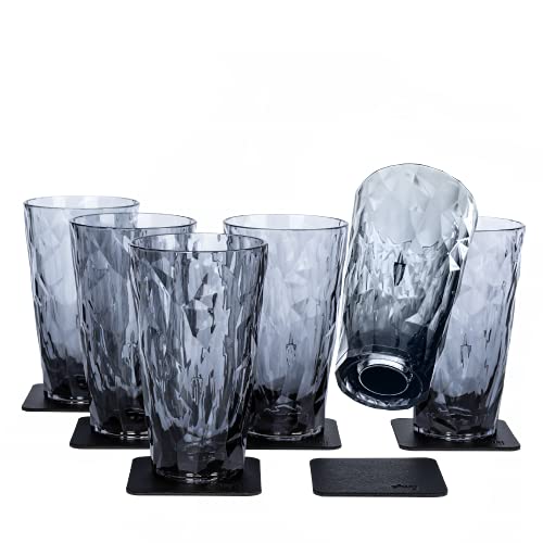 silwy® Hightech-Kunststoff-Magnet-Gläser inkl. Metall-Nano-Gel-Pads – rutschfeste Campinggläser, Yachtzubehör (Longdrink // grey // 0,3 l) von silwy einfach anziehend.