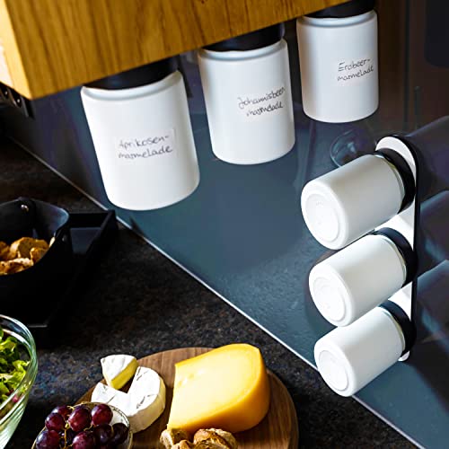 silwy® Feinkost-Magnetgläser 6er Set ALL WHITE mit integrierten Magneten und inkl. zwei Metall-Leiste in WHITE von silwy