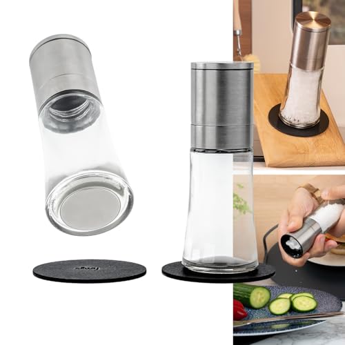 silwy® Gewürzmühlen mit Magneten 2er Set mit verstellbarem Keramikmahlwerk inkl. 2 Metall-Nano-Gel-Pads - Salzmühle & Pfeffermühle aus hochwertigem Edelstahl (Ohne Inhalt) (silwy® Gewürzmühlen) von silwy