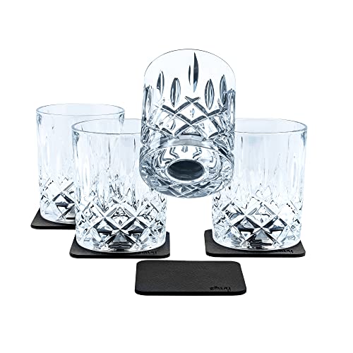 silwy® Magnet-Kristallgläser Whisky 4er Set inkl. Vier wiederverwendbaren Metall-Nano-Gel-Pads - rutschfeste Magnetgläser für Camping, Caravaning und Boating von silwy