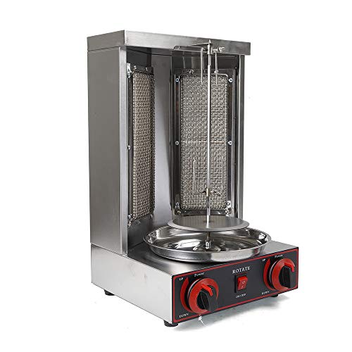 3000W Dönergrill Elektro Kebap Grill Tischgrill Gas Kebab Machine Vertikale BBQ Grillmaschine Gyrosgrill 2-Brenner Mit Temperatureinstellschalter von simimasen