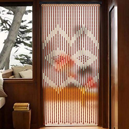 simimasen Bambus Perlen Türvorhang - Holz Vorhang Fadenvorhang Zimmer Perlen Deko Perlenvorhang Raumteiler Fenster Jalousie 90 x 175cm von simimasen