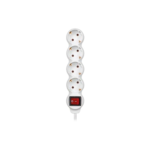 Simon Brico Basicline - Basis 4 Steckdosen + Schalter + Kabel 1,5 m 3 g1 weiß Tasche Klappe von simon brico