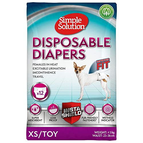 Einfache Lösung Wegwerf-Hundewindeln für Hündinnen | Super saugfähige, auslaufsichere Passform | Nässeindikator 12er Pack von Simple Solution