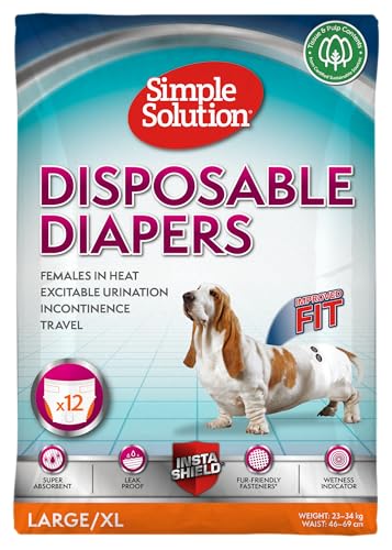 Simple Solution Einweg-Hundewindeln für Hündinnen, super saugfähig und auslaufsicher mit Nässeindikator für erregbares Urinieren, Inkontinenz oder läufige Hündinnen - 12er Pack von Simple Solution