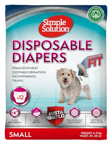 Simple Solution Einweg-Hundewindeln für Hündinnen, super saugfähig und auslaufsicher mit Nässeindikator für erregbares Urinieren, Inkontinenz oder läufige Hündinnen - 12er Pack Simple Solution Einweg-Hundewindeln für Hündinnen, super saugfähig und auslaufsicher mit Nässeindikator für erregbares Urinieren, Inkontinenz oder läufige Hündinnen - 12er Pack von simple solution