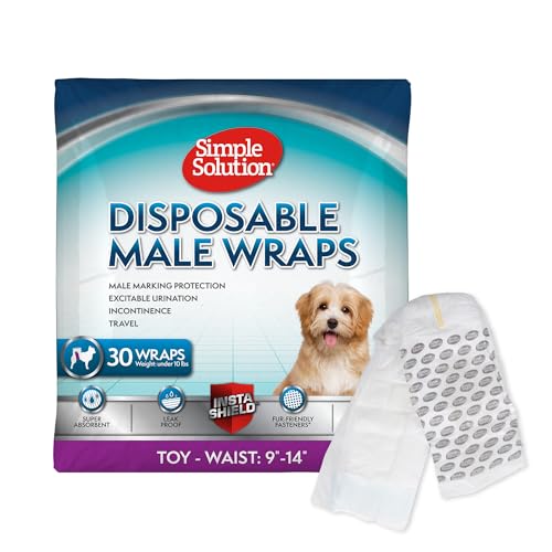 Simple Solution Einweg-Hundewindeln für männliche Hunde | männliche Wickel mit super saugfähiger, auslaufsicherer Passform | Aufregendes Urinieren, Inkontinenz oder männliche Markierung von Simple Solution