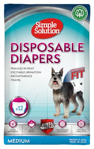 Einfache Lösung Wegwerf-Hundewindeln für Hündinnen | Super saugfähige, auslaufsichere Passform | Nässeindikator 12er Pack von simple solution