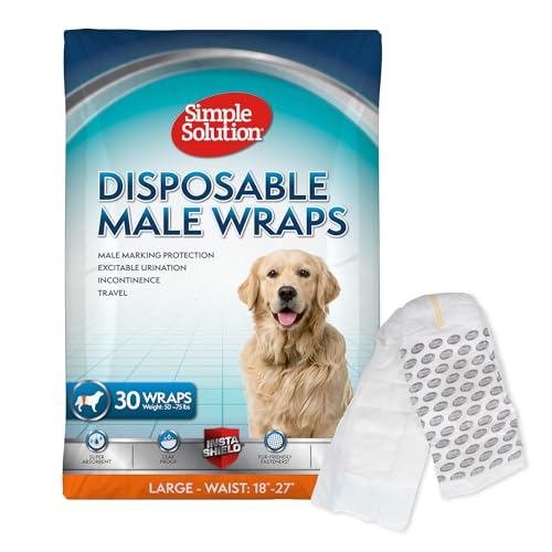 simple solution Disposable Dog Diapers for Male Dogs | Male Wraps with Super Absorbent Leak-Proof Fit | Excitable Urination, Incontinence, or Male Marking | Large | 30 Count simple solution Disposable Dog Diapers for Male Dogs | Male Wraps with Super Absorbent Leak-Proof Fit | Excitable Urination, Incontinence, or Male Marking | Large | 30 Count von simple solution
