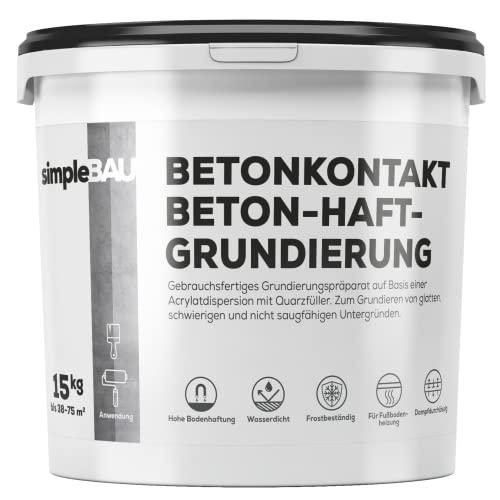 simpleBAU Gebrauchsfertige Grundierung Betonkontakt 15kg stark haftende Grundierung auf Quarzkornbasis. Frostbeständige, wasserfeste Grundierung HAFTGRUNDIERUNG FÜR BETON von simpleBAU