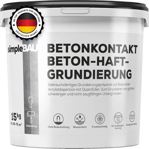 simpleBAU - Grundierung Betonkontakt 15kg, Gebrauchsfertige und Stark Haftende Beton Grundierung, Quarzkornbasis, Frostbeständige und Wasserdicht Haftgrundierung für Beton von simpleBAU