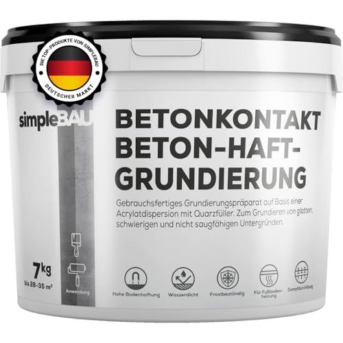 simpleBAU Betonkontakt Grundierung 7 kg – Gebrauchsfertige Haftgrundierung auf Quarzsandbasis für Beton, Fliesen & glatte Oberflächen – Innen & Außen, Wasserfest, Frostbeständig & Stark Haftend simpleBAU Betonkontakt Grundierung 7 kg – Gebrauchsfertige Haftgrundierung auf Quarzsandbasis für Beton, Fliesen & glatte Oberflächen – Innen & Außen, Wasserfest, Frostbeständig & Stark Haftend von simpleBAU