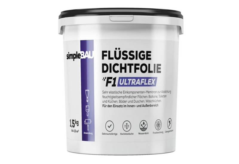 simpleBAU Dichtstoff Flüssigfolie Dichtfolie Ultraflex 1.5 kg – Wasserdicht & Frostsicher von simpleBAU
