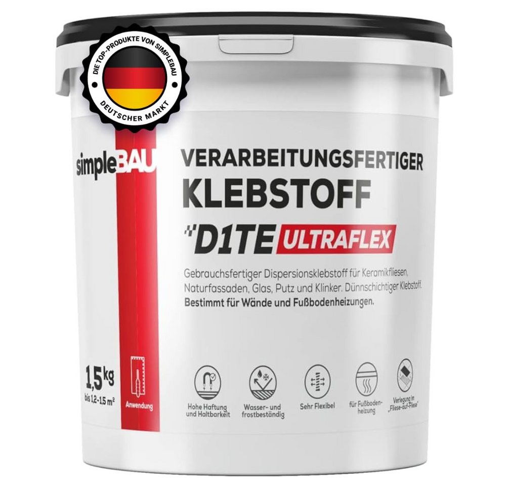 simpleBAU Dichtstoff Klebstoff D1TE ULTRAFLEX 1,5kg – Gebrauchsfertiger Fliesenkleber simpleBAU Dichtstoff Klebstoff D1TE ULTRAFLEX 1,5kg – Gebrauchsfertiger Fliesenkleber von simpleBAU