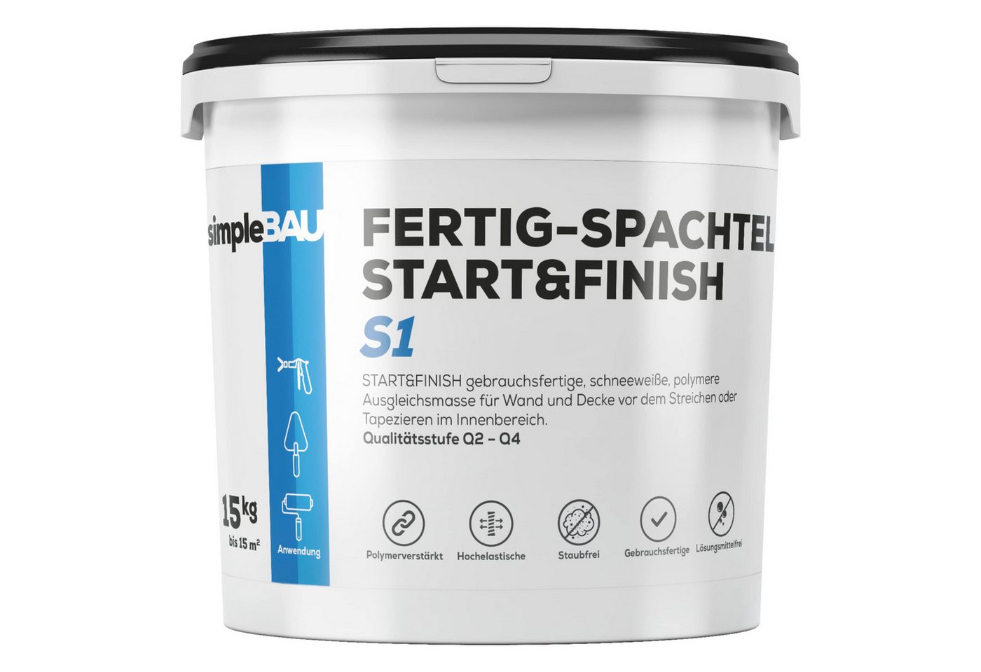 simpleBAU Spachtelmasse Spachtelmasse Weiß Innen 15 kg – Fertigspachtel für Wand & Decke simpleBAU Spachtelmasse Spachtelmasse Weiß Innen 15 kg – Fertigspachtel für Wand & Decke von simpleBAU