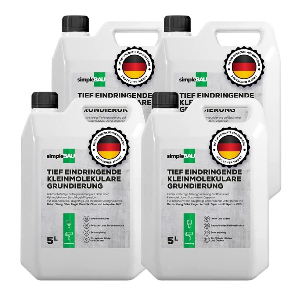 simpleBAU Tiefengrund 4x5L – Gebrauchsfertige Tiefengrundierung für Innen & Außen simpleBAU Tiefengrund 4x5L – Gebrauchsfertige Tiefengrundierung für Innen & Außen von simpleBAU