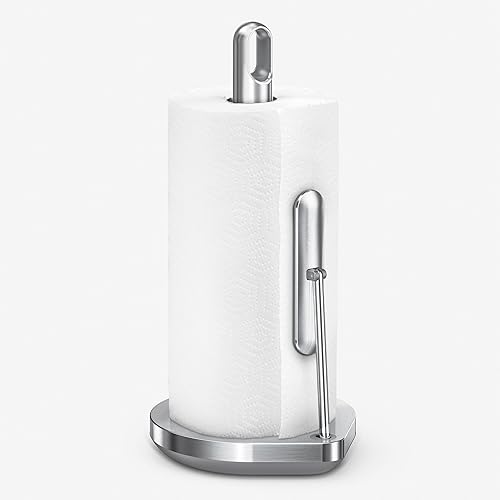 simplehuman KT1203 Spannarm Küchenrollenhalter, Küchenrollenhalter stehend, Papierrollenhalter, gebürsteter Stahl, 5 Jahre Garantie von simplehuman