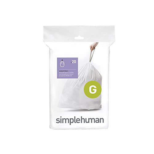 simplehuman CW0166 Code G passgenaue Müllbeutel, 30 Liter, Packung mit 20, weißer Kunststoff von simplehuman