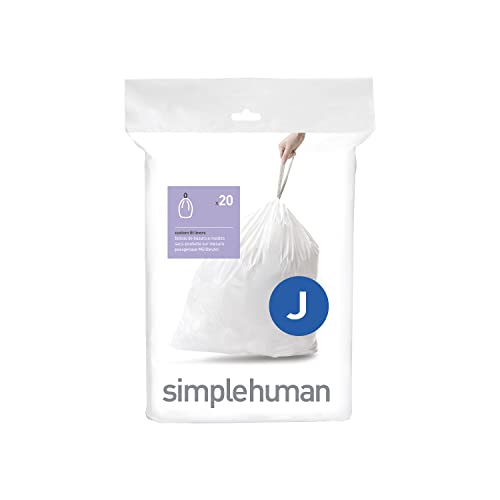 simplehuman CW0169 Code J passgenaue Müllbeutel, 30-45 Liter, Packung mit 20, weißer Kunststoff von simplehuman
